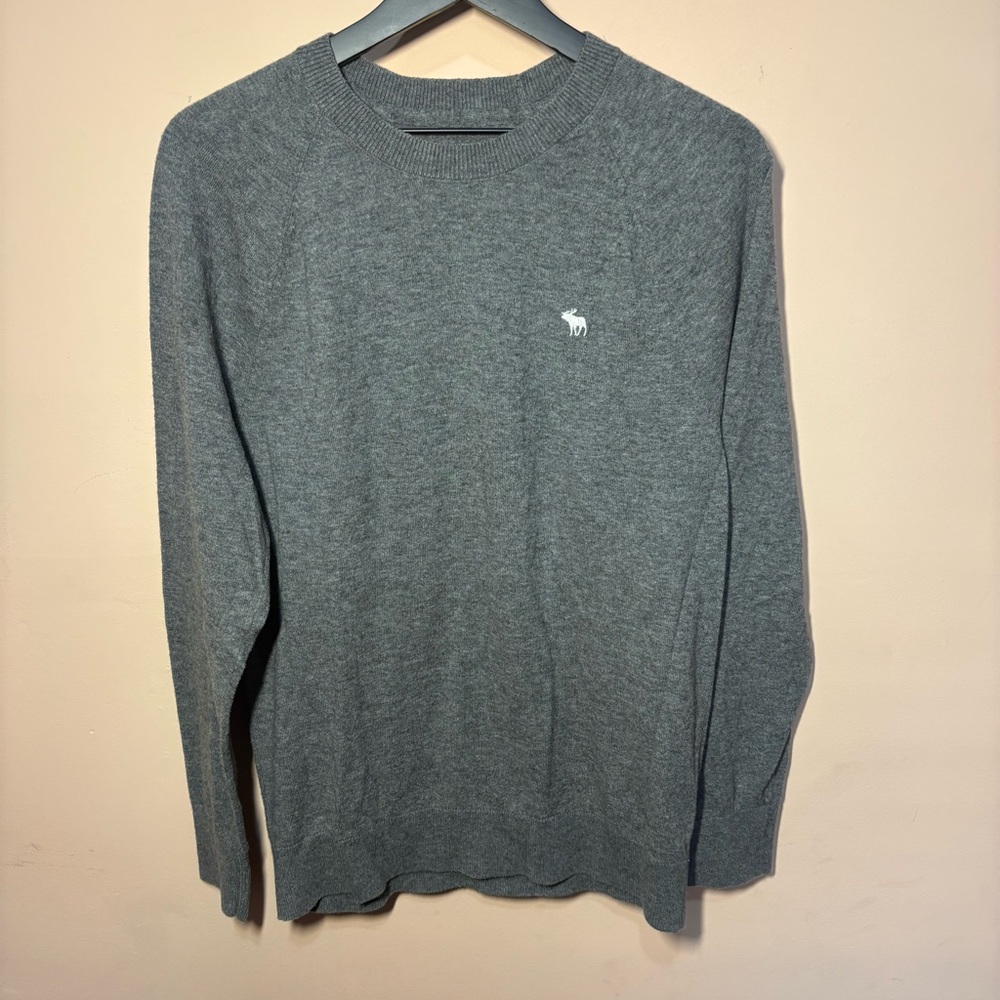 Abercrombie Wool Blend Gray Crewneck Sweater Mens L Fits M